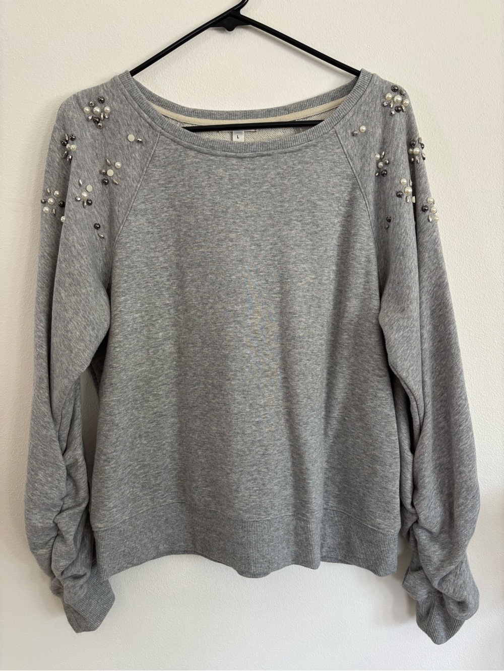 Stella & Dot | Gray Embellished Crewneck Sweatshirt